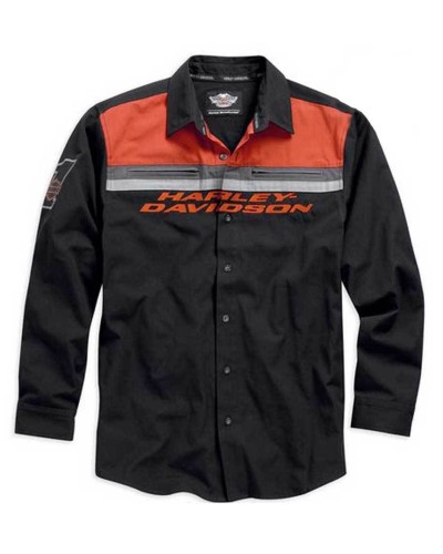 Harley Davidson  Manches Longues  Button  Chemise Noir/Orange. 99010-15VM