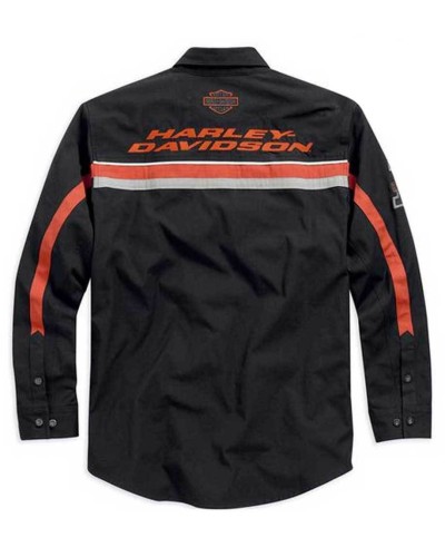 Harley Davidson  Manches Longues  Button  Chemise Noir/Orange. 99010-15VM