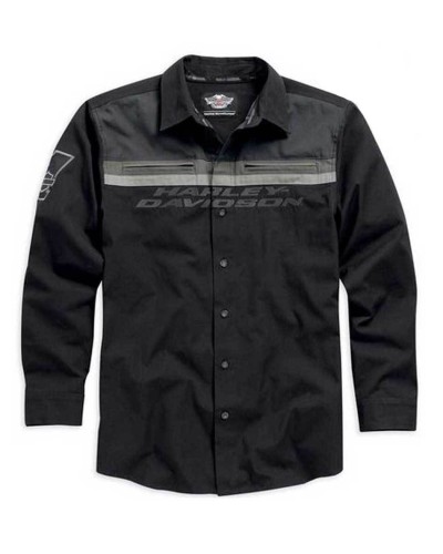 Harley Davidson Homme  Manches Longues  Button  Chemise Noir/Gris. 99009-15VM