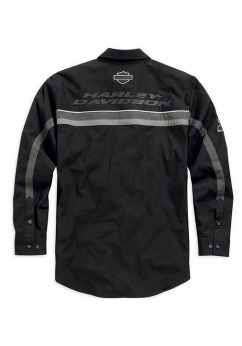 Harley Davidson Homme  Manches Longues  Button  Chemise Noir/Gris. 99009-15VM
