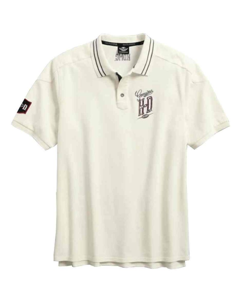 Harley Davidson Homme Est. 1903 Brodée Rouge Polo, Off Blanc 96147-16VM