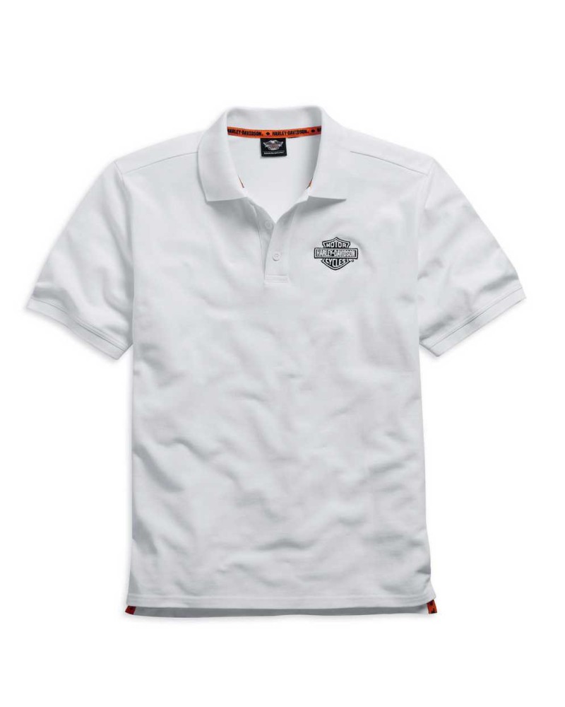 Harley Davidson Homme  Polo, Brodée Rouge Bar &amp; Shield Blanc 99008-15VM