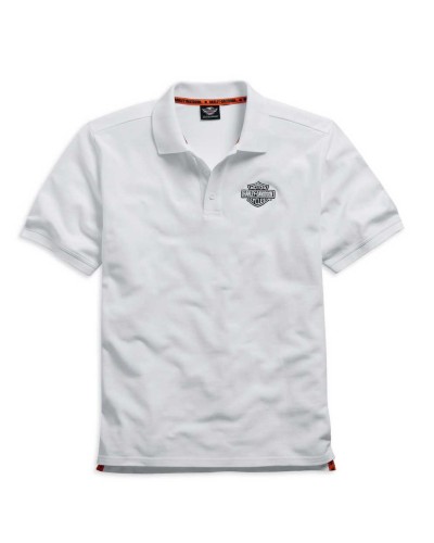 Harley Davidson Homme  Polo, Brodée Rouge Bar &amp; Shield Blanc 99008-15VM