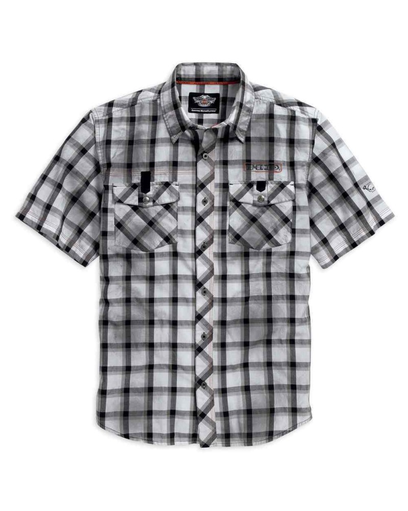 Harley Davidson Homme Performance Dirty Wash  Chemise Blanche Plaid 96109-16VM