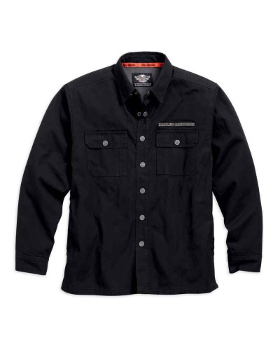 Harley Davidson Homme Pinstripe Flames   Chemise Veste, Noir 99053-16VM