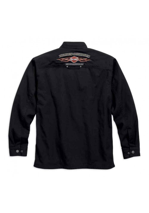 Harley Davidson Homme Pinstripe Flames   Chemise Veste, Noir 99053-16VM