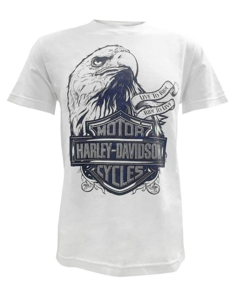 Harley Davidson Homme Prestige Eagle  T-Shirt Manches Courtes Blanc 30298300