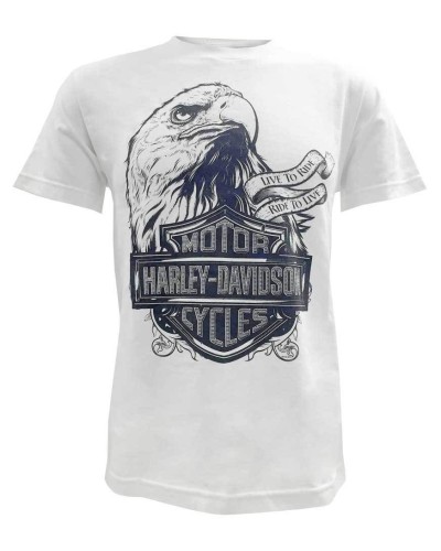 Harley Davidson Homme Prestige Eagle  T-Shirt Manches Courtes Blanc 30298300