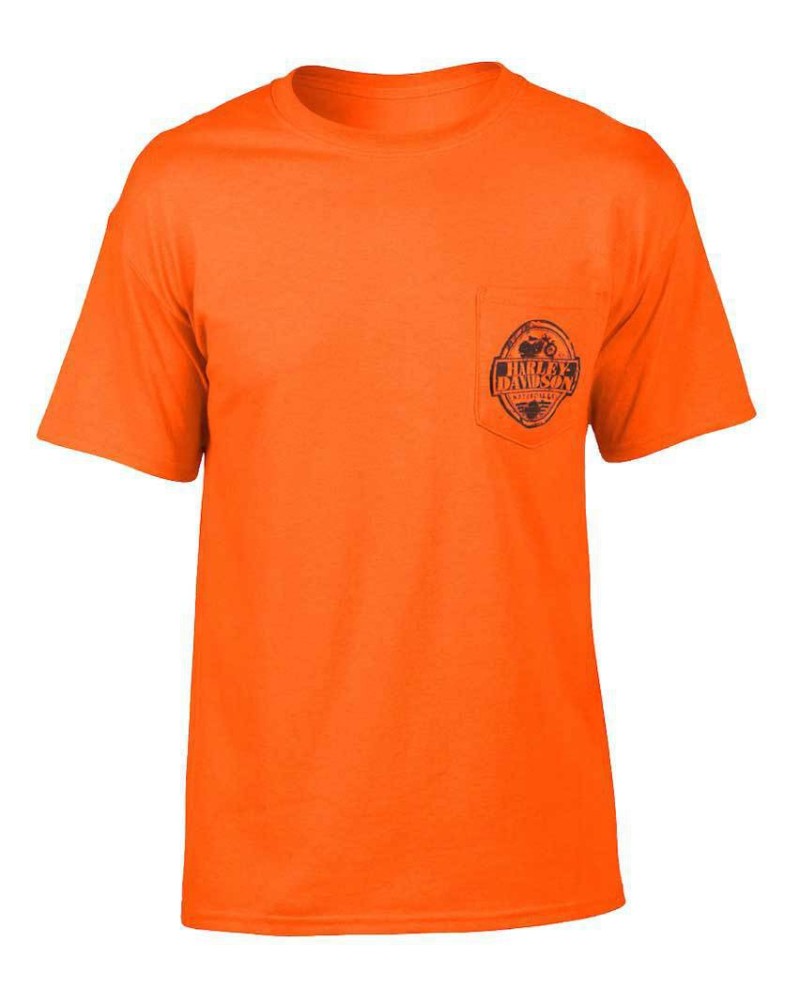Harley Davidson Homme Manches Courtes Stamp  T-Shirt, Sablegerine Orange
