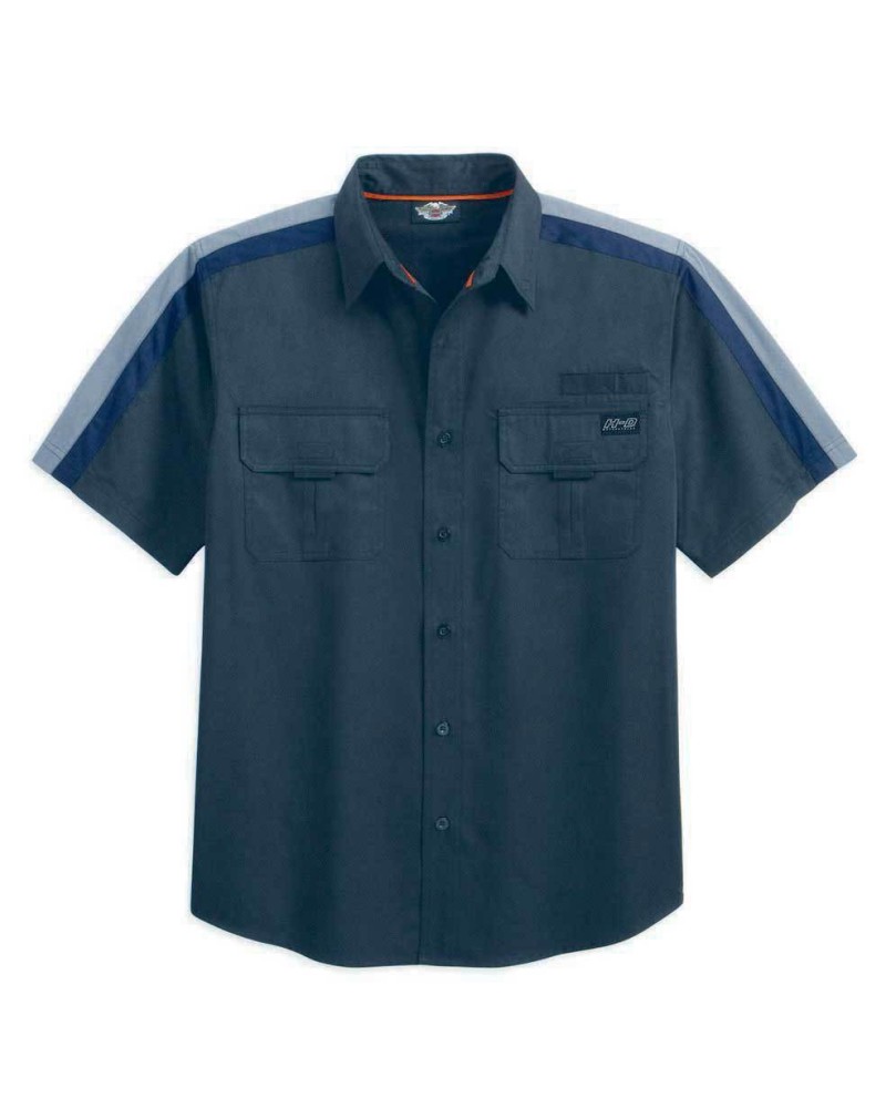 Harley Davidson Homme Striped Performance Chemise Noir Manches Courtes 99039-11VM