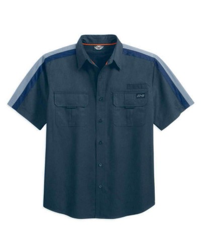 Harley Davidson Homme Striped Performance Chemise Noir Manches Courtes 99039-11VM