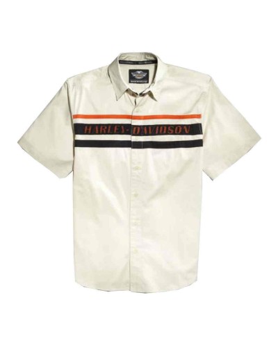 Harley Davidson Homme   Chemise, H-D Script  Stripe, Blanc 96451-15VM