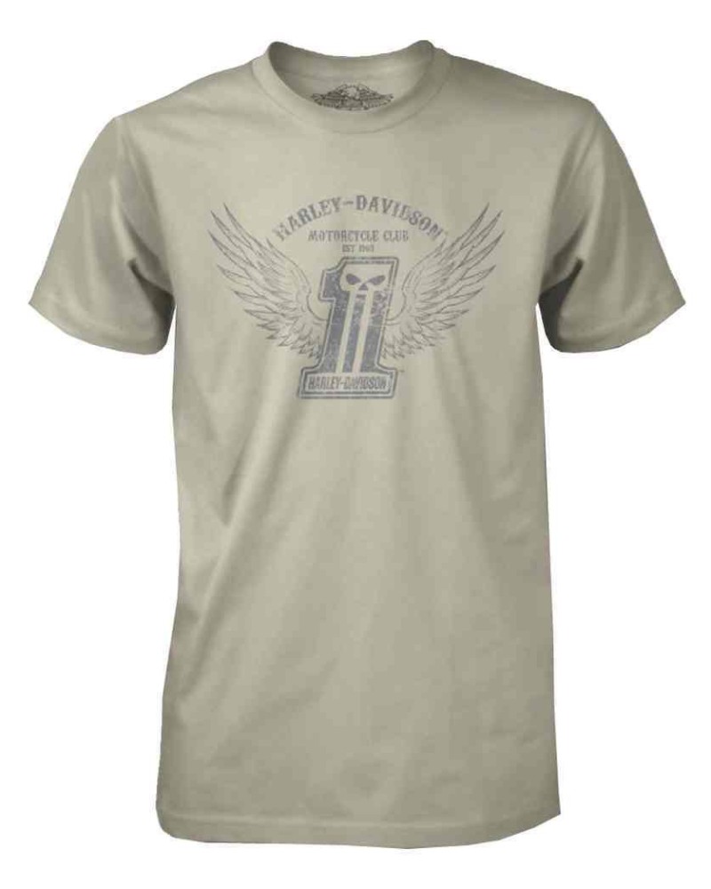 Harley Davidson Homme Black Label Stone Wings T-Shirt Manches Courtes Crème 30291306