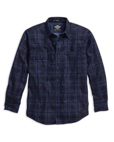 Harley Davidson Homme 1903 Skull Flannel Plaid  Chemise, Noir/Bleu. 96058-16VM