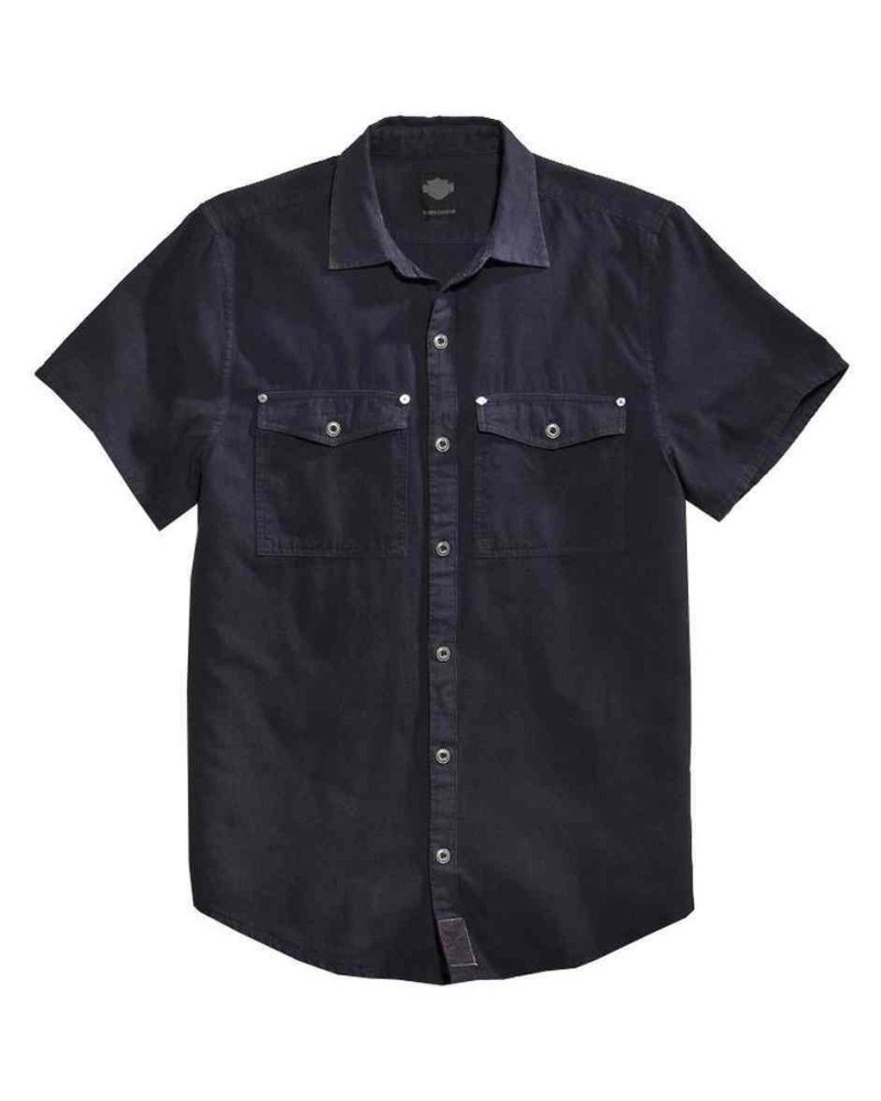 Harley Davidson Homme Chambray Button Front Chemise Manches Courtes 96462-16VM
