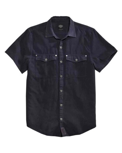 Harley Davidson Homme Chambray Button Front Chemise Manches Courtes 96462-16VM