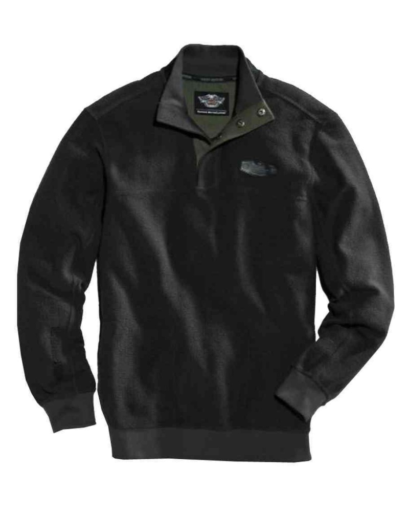 Harley Davidson Homme Motors Pique 1/4-Snap Polaire Pullover, Noir 96028-16VM