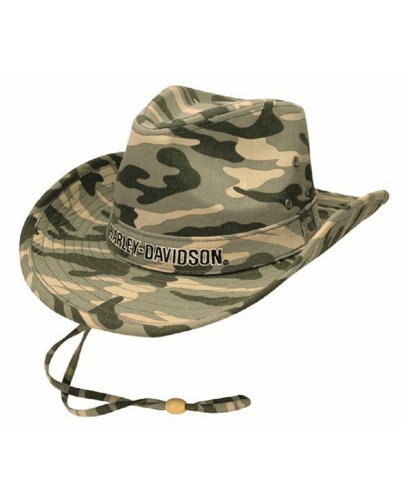 Harley Davidson Homme Outback Fedora  H-D Embroidery Script  Strap Camo. HD-465
