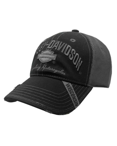 Casquette Harley Davidson Homme Baseball Cap H-D Bar & Shield Mesh Hat Black BC51654
