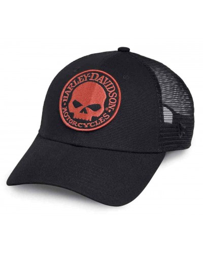 Casquette Harley Davidson Homme Orange Embroidered Willie G Skull Trucker Cap 99491-17VM