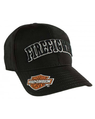 Casquette Harley Davidson Firefighter 3D Black Baseball Cap Adjustable Closure BC126830