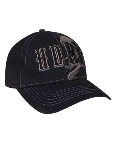Casquette Harley Davidson Homme Grim Skull Embroidered Adjustable Baseball Cap BCC34130