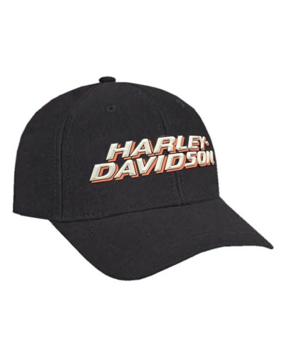 Casquette Harley Davidson Homme 3D H-D Rubberized Script Snap Back Baseball Cap Black BCC51664
