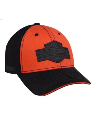 Casquette Harley Davidson Homme Rubber B&S Patch Baseball Cap Orange & Black BCC31264