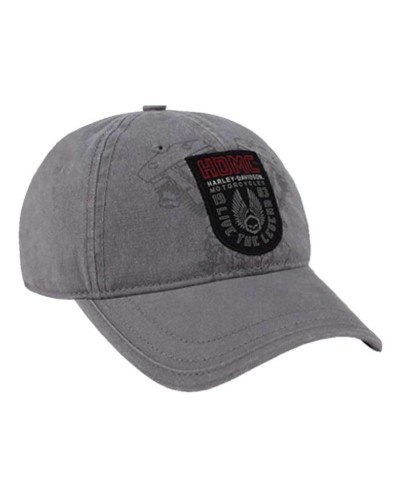 Casquette Harley Davidson Homme Forged Woven Patch Baseball Cap Gray Washed BCC31954