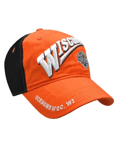 Casquette Harley Davidson Bar & Shield Baseball Cap Orange & Black BCCUS0302