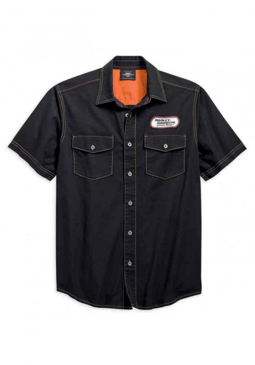 Harley-Davidson Hommes H-D Racing manches courtes Woven Shirt  Noir 99165-19VM