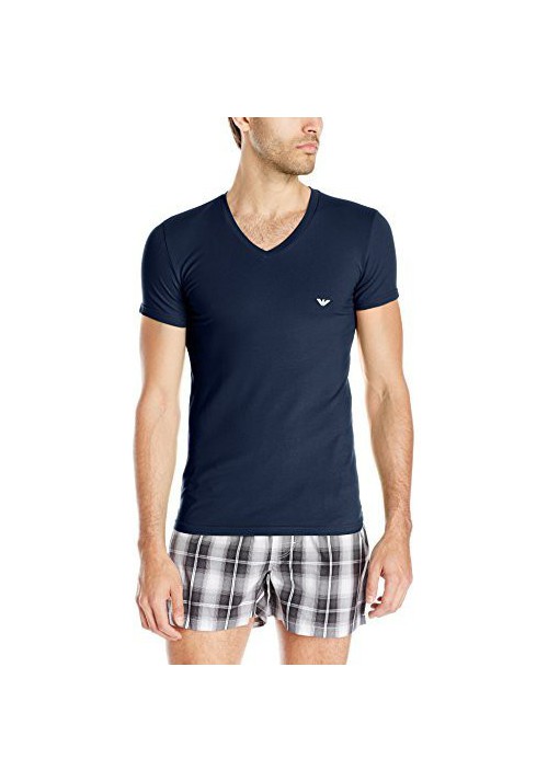 Emporio Armani Hommes  T-Shirt col en V Stretch Coton Eagle Logo