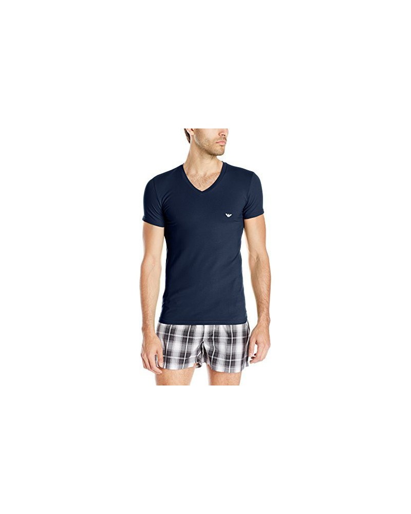 Emporio Armani Hommes  T-Shirt col en V Stretch Coton Eagle Logo