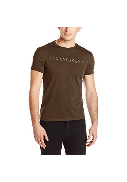  T-Shirt col Rond Armani pour Hommes Slim Fit Embossed Foil Print