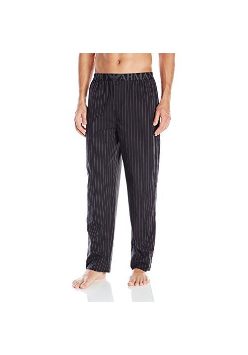 Emporio Armani Hommes Yarn-Dyed Woven-Coton Lounge Pantalon