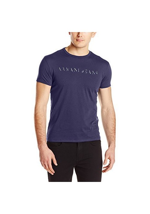 Armani Jeans Hommes Slim Fit Embossed Foil Print T-Shirt col Rond