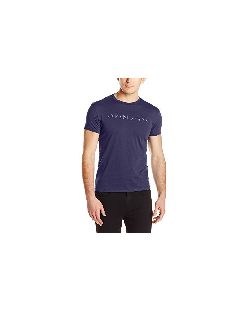 Armani Jeans Hommes Slim Fit Embossed Foil Print T-Shirt col Rond