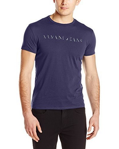 Armani Jeans Hommes Slim Fit Embossed Foil Print T-Shirt col Rond