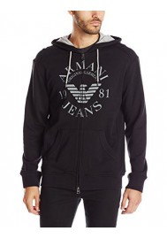 Armani Jeans Hommes Fleece Zip Up Logo Sweat à capuche