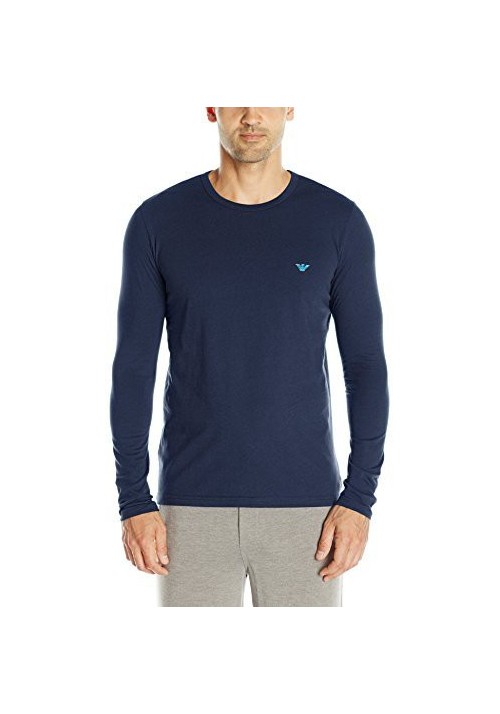 Emporio Armani Hommes Hidden Print Manches Longues T-Shirt col Rond