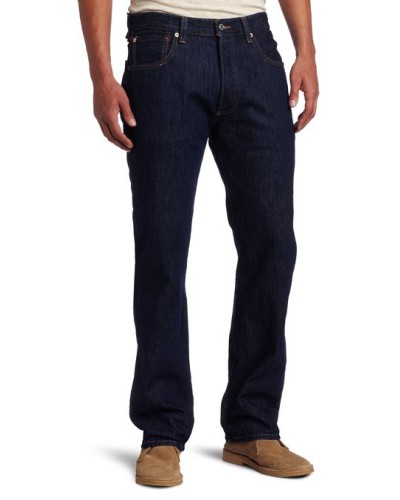 Levi's 501 Original Button Fly Rinsed Indigo Bleu Foncé Jeans  501-0115 Hommes