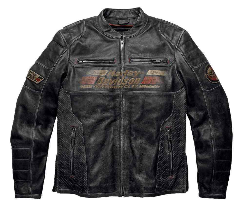 Blouson Harley Davidson / Homme Astor Patches Distressed en Cuir Noir 9712216VM Blouson Harley Davidson / Homme Astor Patches Distressed en Cuir Noir 9712216VM