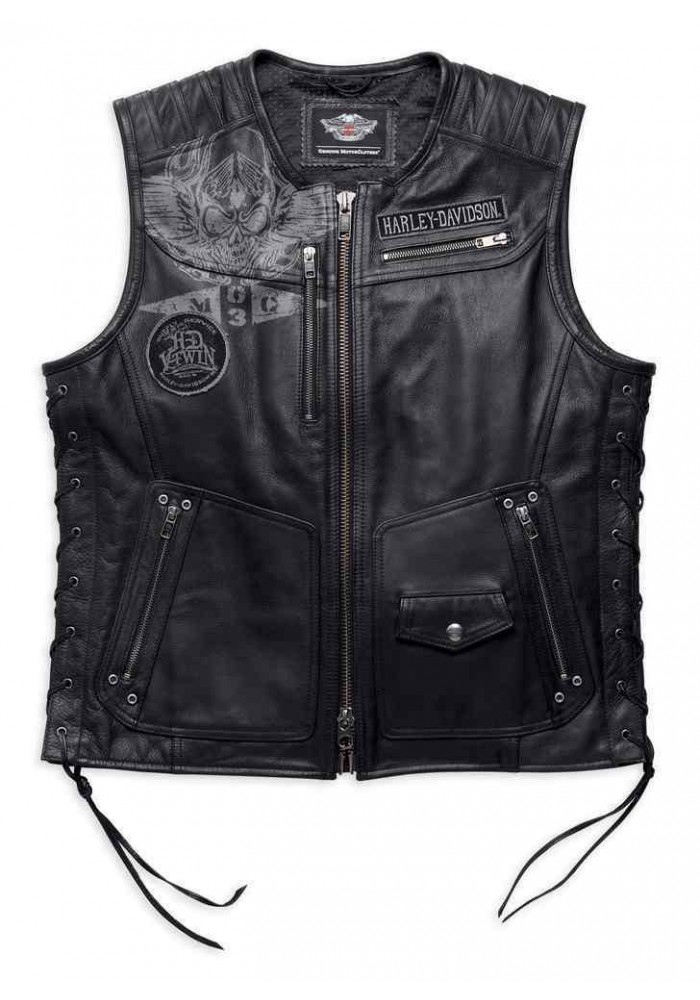 Blouson Harley Davidson Homme / Fetter Lacing en Cuir Midweight Gilet sans manches Noir 9712716VM Blouson Harley Davidson Homme / Fetter Lacing en Cuir Midweight Gilet sans manches Noir 9712716VM