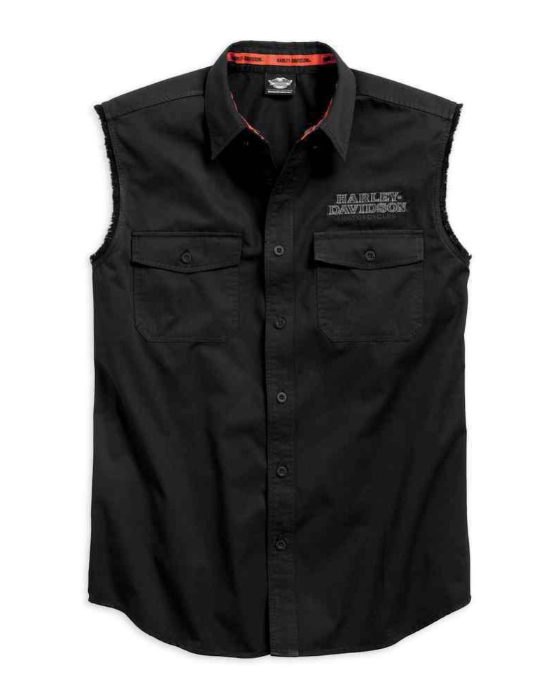 Harley Davidson Homme Pinstripe Flames Sans Manches Blowout, Noir 99051-16VM