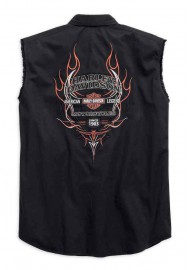 Harley Davidson Homme Pinstripe Flames Sans Manches Blowout, Noir 99051-16VM