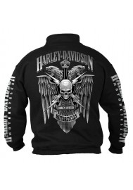 Harley Davidson Homme 1/4 Zip Cadet Pullover Sweatshirt, Noir