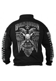 Harley Davidson Homme  1/4 Zip Cadet Pullover Sweatshirt, Noir