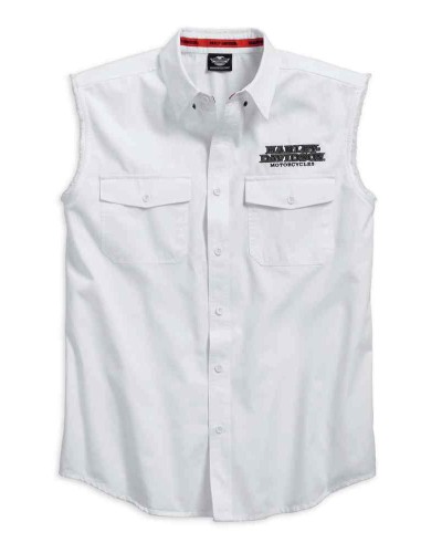 Harley Davidson Homme Pinstripe Flames Sans Manches Blowout, Blanc 99052-16VM