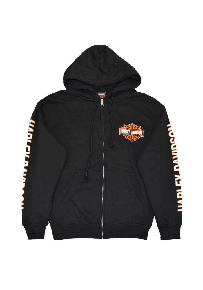 Harley Davidson Homme Sweatshirt à Capuche, Bar &amp; Shield Zip Noir 30299142