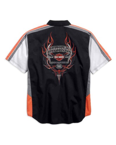 Harley Davidson Homme Performance Vented Pinstripe Flames  Chemise 99046-16VM